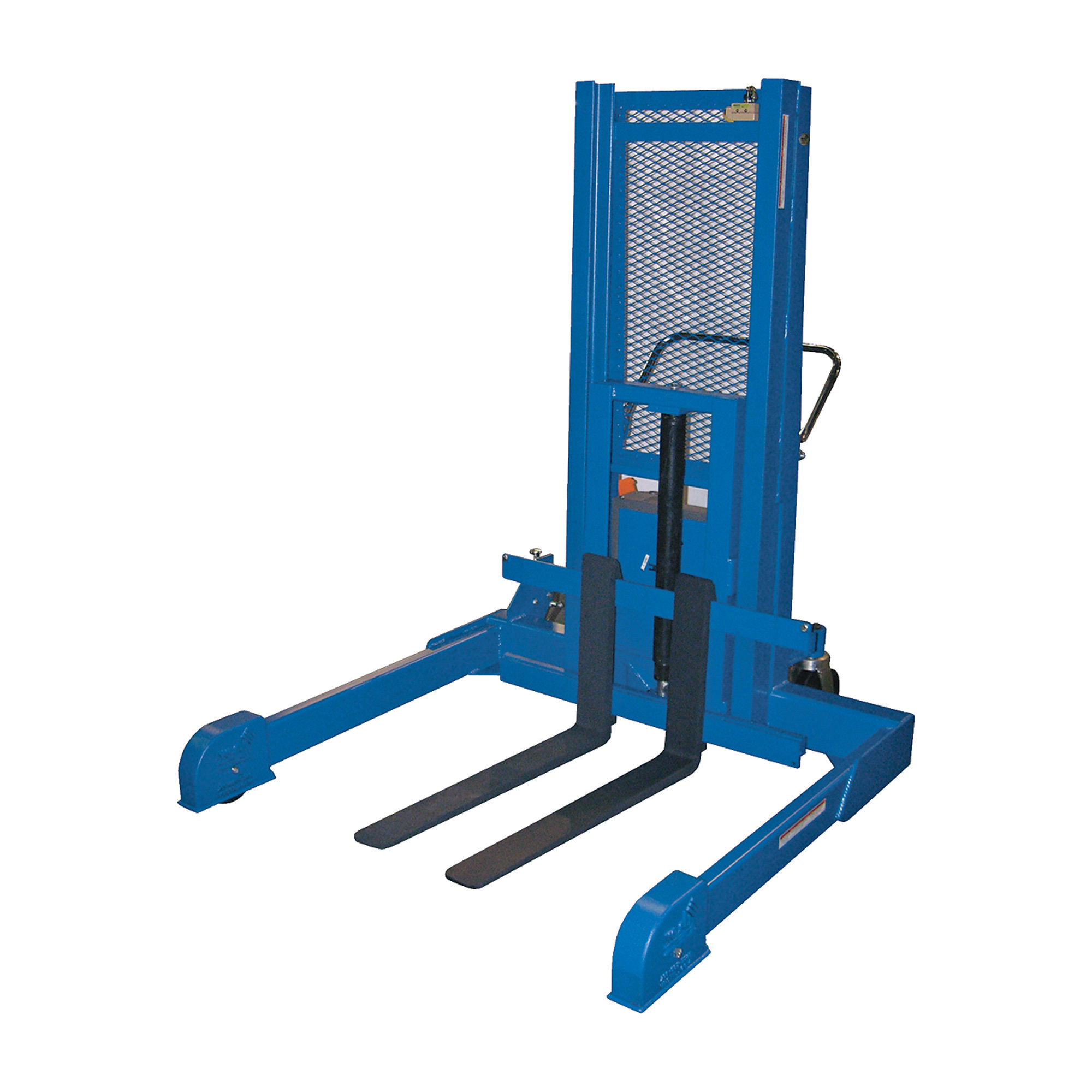 Vestil Steel Pallet Master/Server Stacker - 60in. Raised Height, 12V DC Powered, 4,000-Lb. Capacity, Blue, Model# PMPS-60-DC